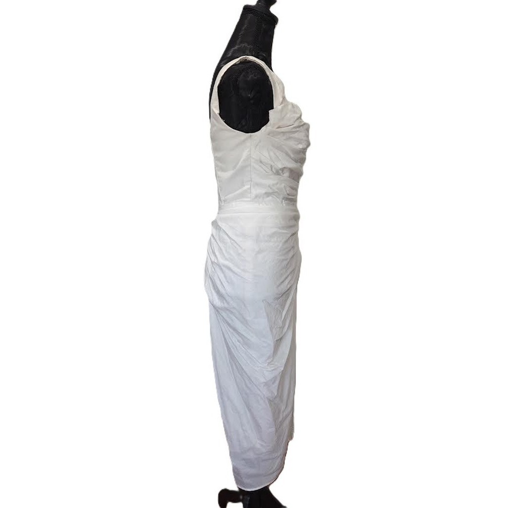 Chou Chou Women's Off-White Flattering Strapless Ruched Dress Lined Sz M - Picture 3 of 7